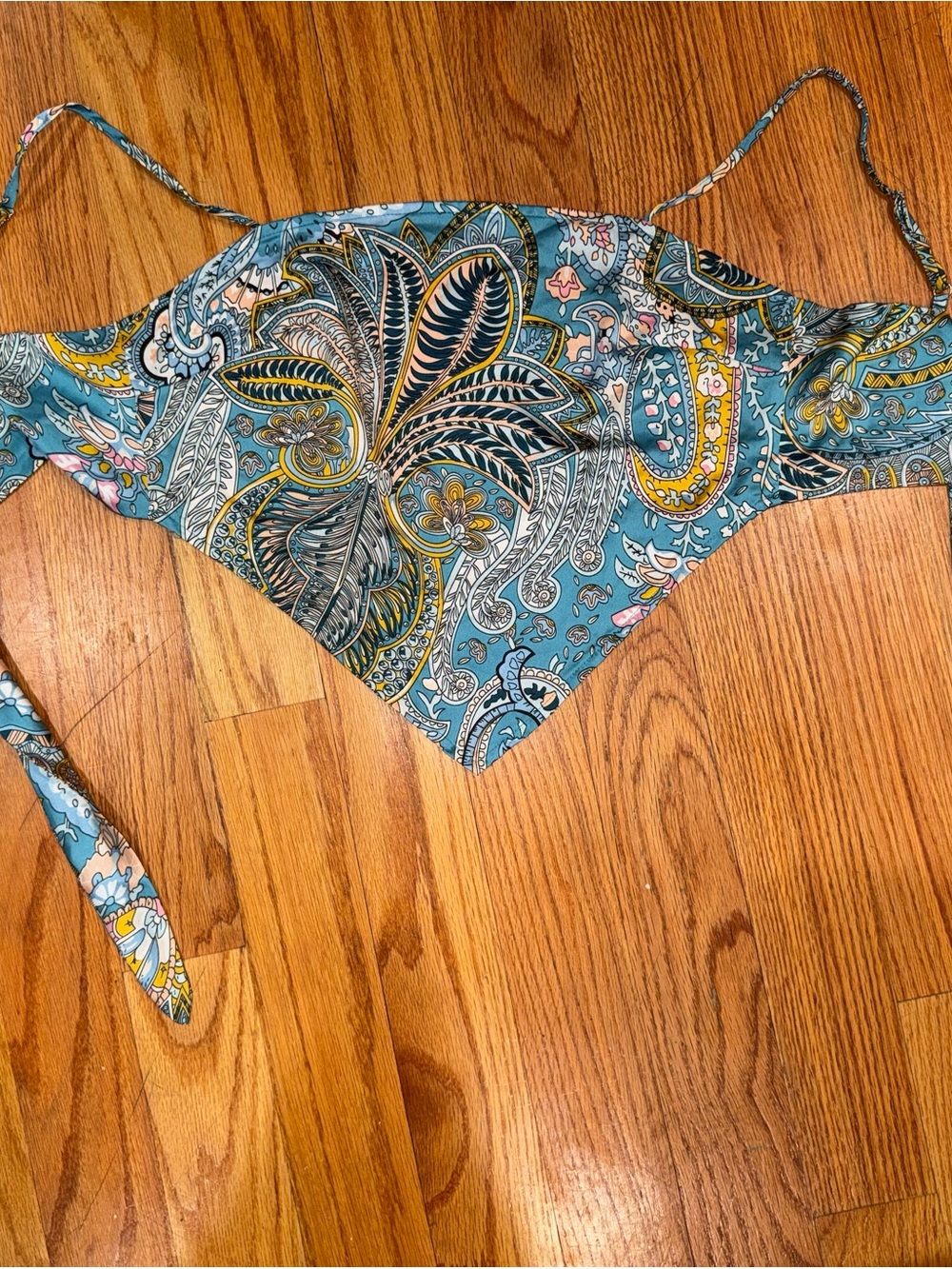 Blue Paisley Tie-Back Bandana Top